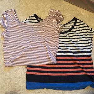bundle of two American Eagle striped crop tees